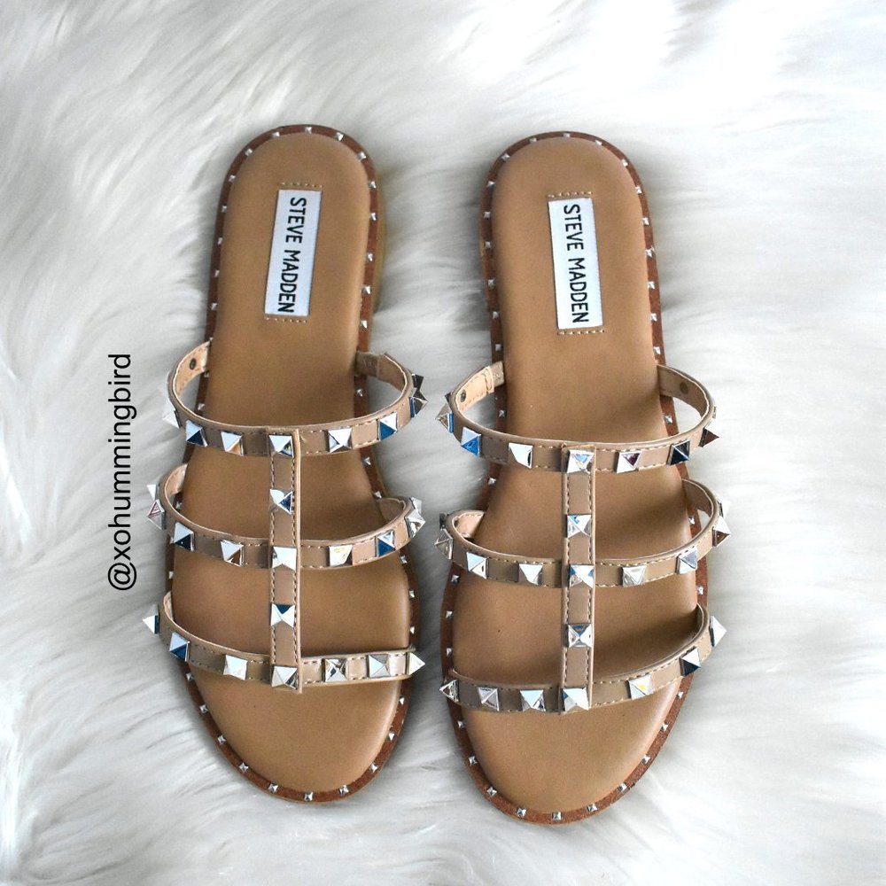 Steve Madden | Averill Strappy Studded Gladiator Sandal (Tan) - Picture 9 of 11